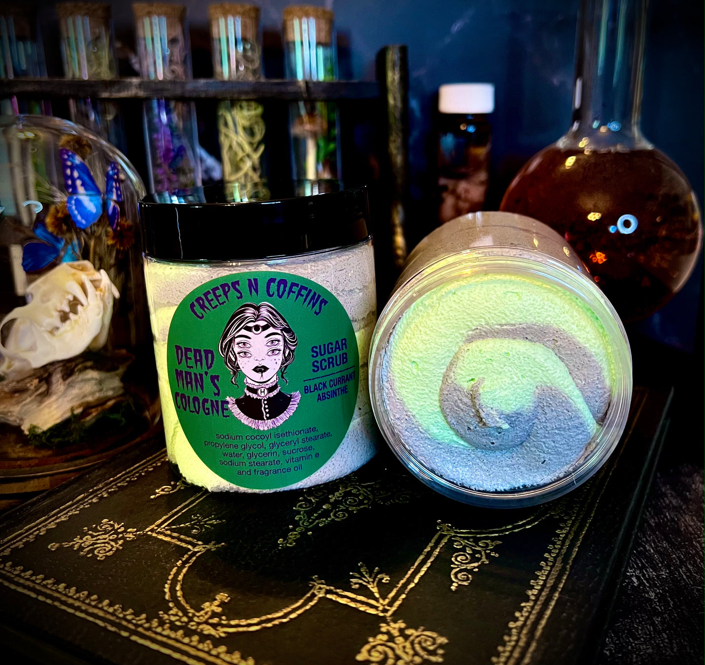 Dead Man's Cologne (black currant absinthe) Whipped Sugar Scrub